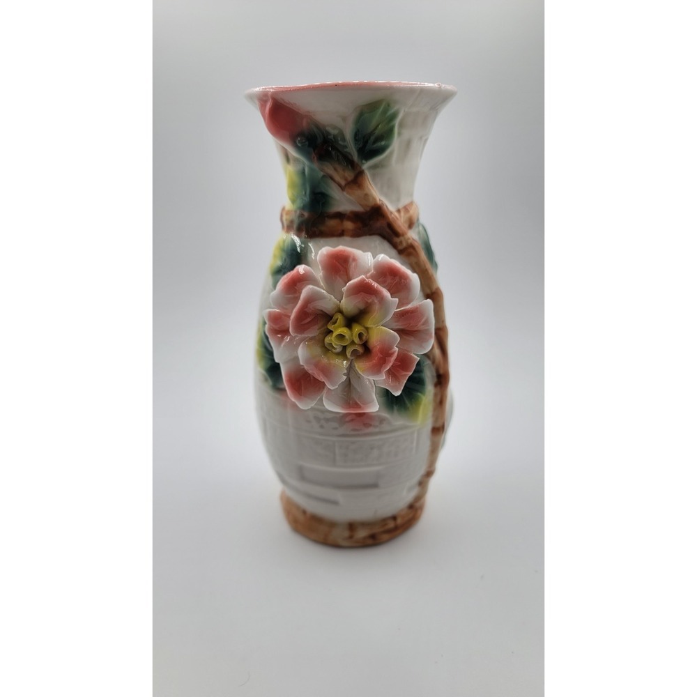 Porcelain Glaze Floral Vase hand‎ painted, decorative 7 1/2" Tall